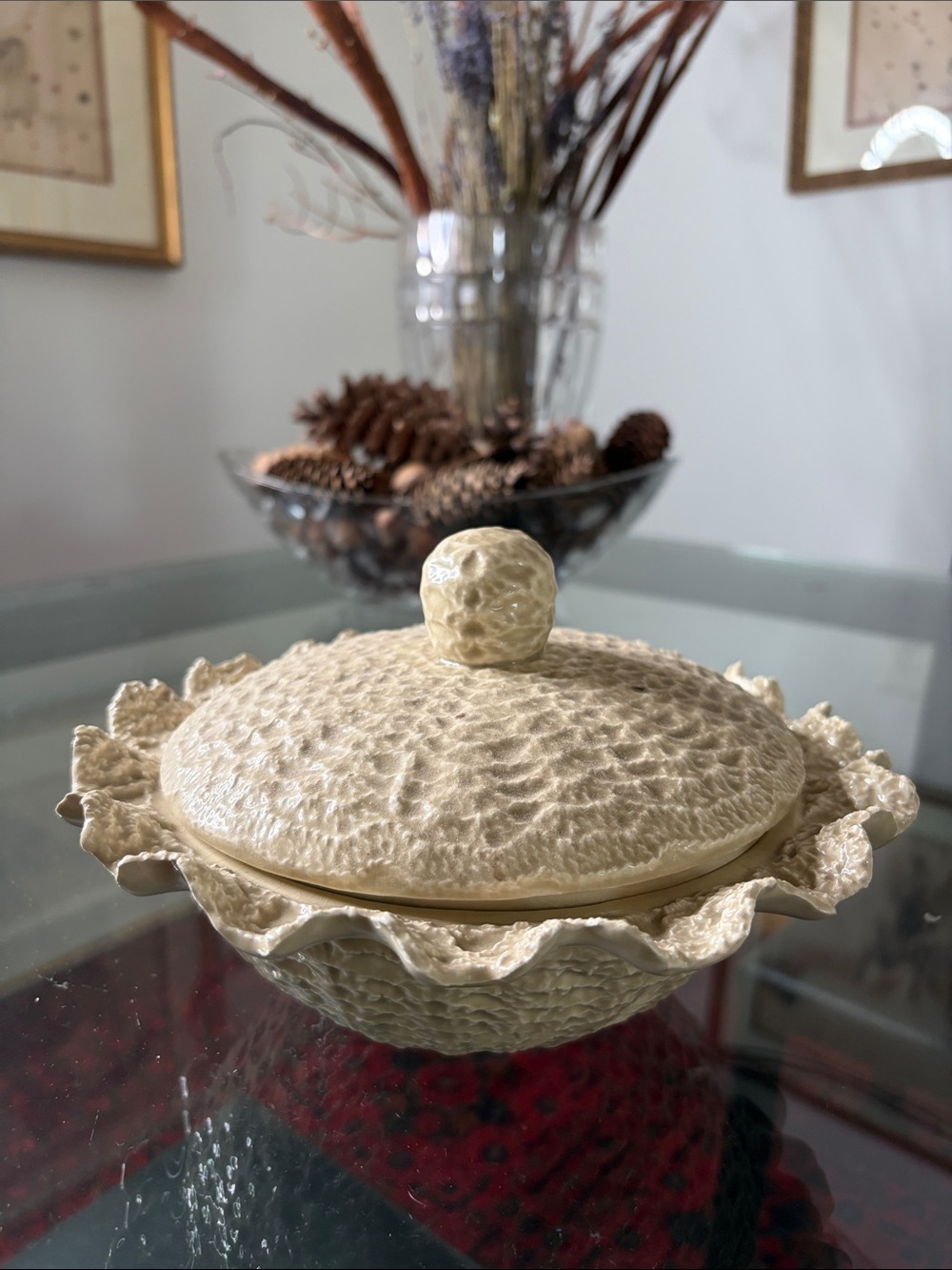Vintage 1989 Signed Studio Pottery Lidded Bowl 8.5”